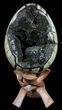 Septarian Dragon Egg Geode - Black Crystals #55487-1